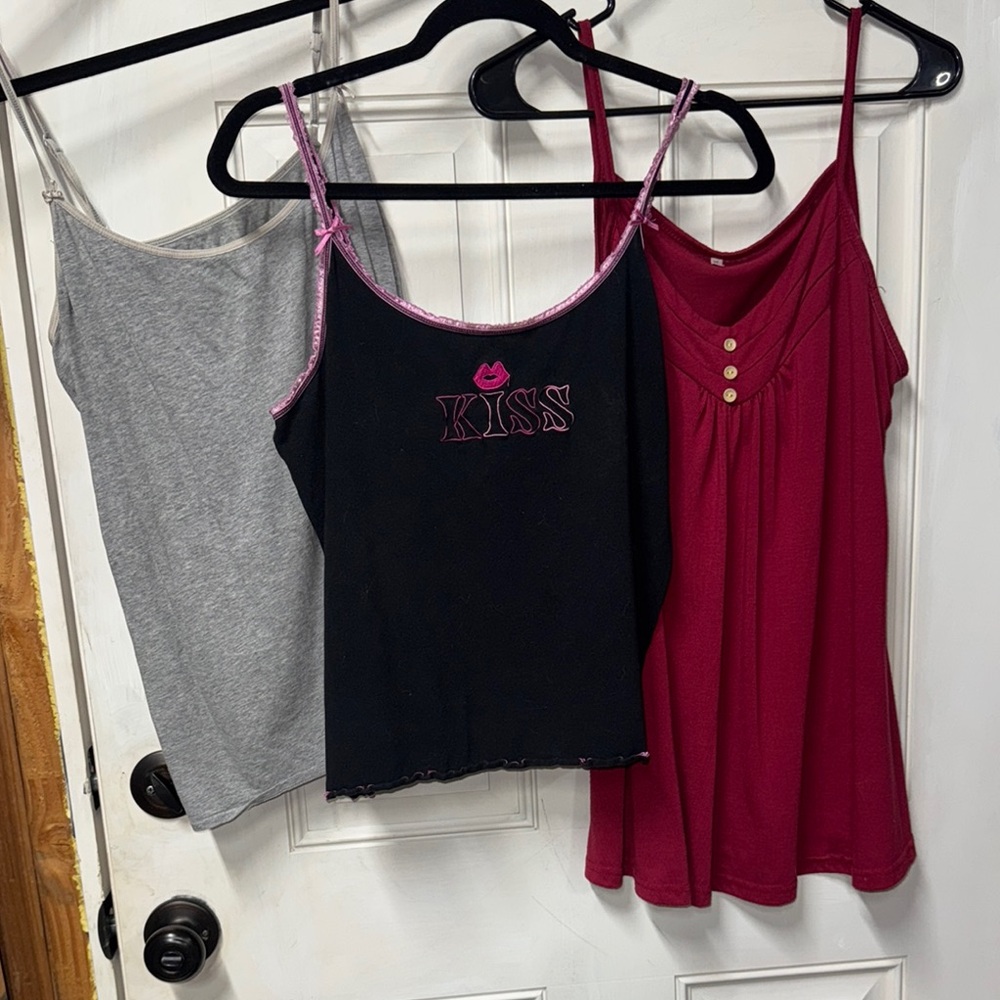 Gray and Black Fitted Sleeveless Camisole